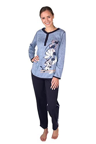 Consult-Tex Damen Pyjama, Schlafanzug, Homewear Set aus Reiner Baumwolle-Jersey Qualität DF419 (36/38, Blau) von Consult-Tex