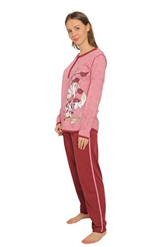 Consult-Tex Damen Pyjama, Schlafanzug, Homewear Set aus Reiner Baumwolle-Jersey Qualität DF419 Gr 48-50 Bordo von Consult-Tex