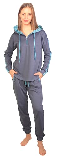 Consult-Tex Damen Pyjama Freizeitanzug Hausanzug Homewear Suit Jogginganzug Pyjama Baumwolle/PE Reißverschluß DW500 36-38 von Consult-Tex