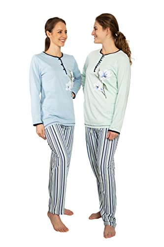 Consult-Tex Damen Pyjama Schlafanzug Baumwolle Langarm mit 2 Oberteilen DW739 40/42 von Consult-Tex