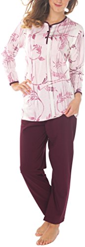 Consult-Tex Damen Langarm Pyjama Schlafanzug Baumwolle Knopfleiste DW528B 56/58 von Consult-Tex