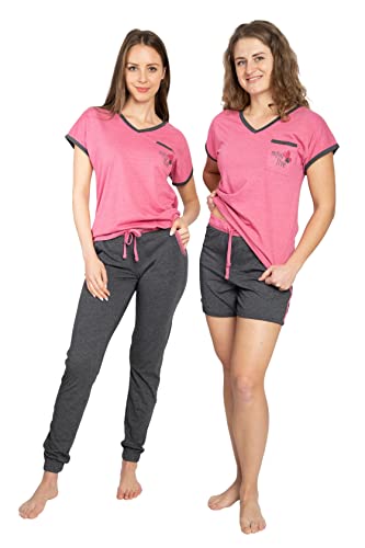 Damen Pyjama Schlafanzug Baumwolle/PE Jersey 3er Set DF263 (36-38) von Consult-Tex