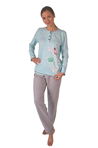 Damen Pyjama Schlafanzug Langarm Baumwolle Knopfleiste DW230a (48-50) von Consult-Tex