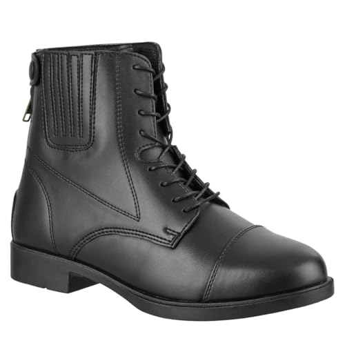 Contrace© Reit-Stiefelette »BZ Lace Vegan« - Schnür-Zip-Boot - Reißverschluss hinten - Reit-Schlupf-Schuh - Komfortinnensohle - Gummisohle - Meshfutter - Hautverträglich - Atmungsaktiv - Schwarz 38 von Contrace