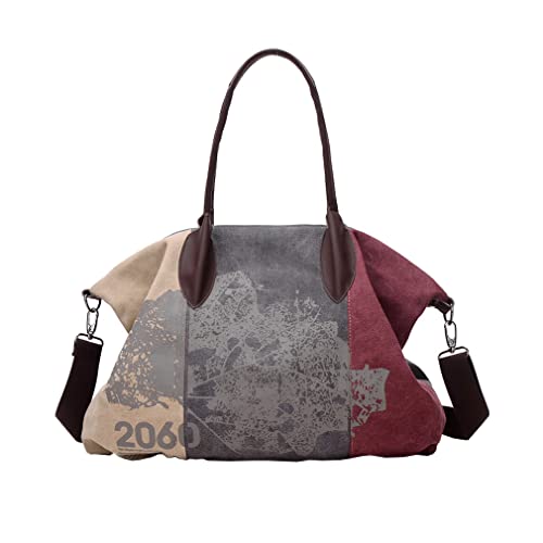 Cool&D Damen Mädchen Handtasche Umhängetasche Canvas Shopper Tasche Vintage Leinwand Tasche Große Kapazität von Cool&D