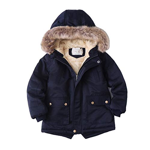 Cool&D Jungen Winterjacke Kinder Wintermantel Steppjacke Baumwollgefuetterte Jacke mit Kapuze(Navy,90-100cm) von Cool&D