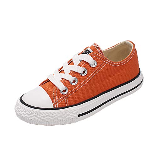 Cool&D Kinder Canvas Sneaker Segeltuchschuhe Unisex Leinwand Sportlich Schuhe Low-Top Sportschuhe(Orange,EU24.5(Etikett25) von Cool&D