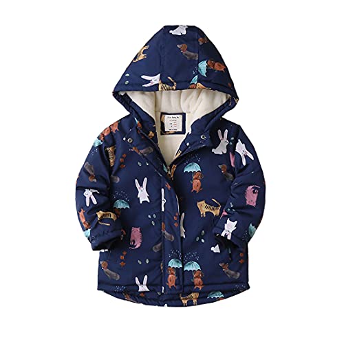 Cool&D Mädchen Winterjacke Kinder Wintermantel Steppjacke Baumwollgefuetterte Jacke mit Kapuze(Navy,Höhe130,Etikett140) von Cool&D