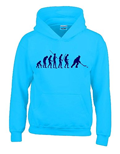 Coole-Fun-T-Shirts Eishockey Evolution Kinder Sweatshirt mit Kapuze Hoodie Sky-Navy, Gr.140cm von Coole-Fun-T-Shirts