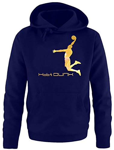 Coole-Fun-T-Shirts Habt Dunk Basketball Slam Dunkin Kinder Sweatshirt mit Kapuze Hoodie Navy-Gold, Gr.128cm von Coole-Fun-T-Shirts