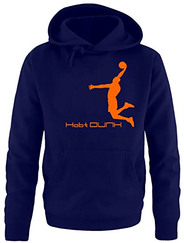 Coole-Fun-T-Shirts Habt Dunk Basketball Slam Dunkin Kinder Sweatshirt mit Kapuze Hoodie Navy-orange, Gr.140cm von Coole-Fun-T-Shirts