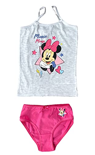 Coole-Fun-T-Shirts Minnie Mouse Unterwäsche Set Mädchen Pink + Hellgrau Unterhose + Unterhemd Gr.98 104 116 128 (Hellgrau, 110) von Coole-Fun-T-Shirts
