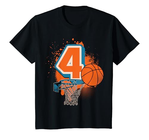 Kinder 4. Geburtstag Basketball Spieler Kinder Jungs Mädchen T-Shirt Kinder 4. Geburtstag Basketball Spieler Kinder Jungs Mädchen T-Shirt von Coole Geburtstag Basketball Liebhaber Geschenke