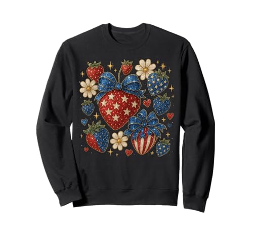 4. Juli Erdbeerkokette Blüten Rot Weiß Blau Damen Sweatshirt 4. Juli Erdbeerkokette Blüten Rot Weiß Blau Damen Sweatshirt von Coquette Girly July 4th Tees NYC