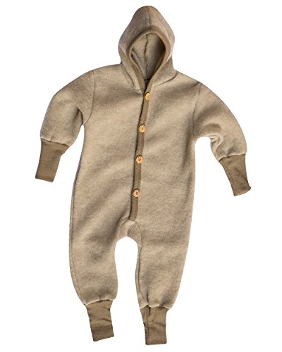 Cosilana Baby Kinder Fleece Overall mit Bündchen am Armen und Füßen, 60% Wolle (kbT), 40% Baumwolle (KBA) (74/80, Latte Macchiato Melange) von Cosilana