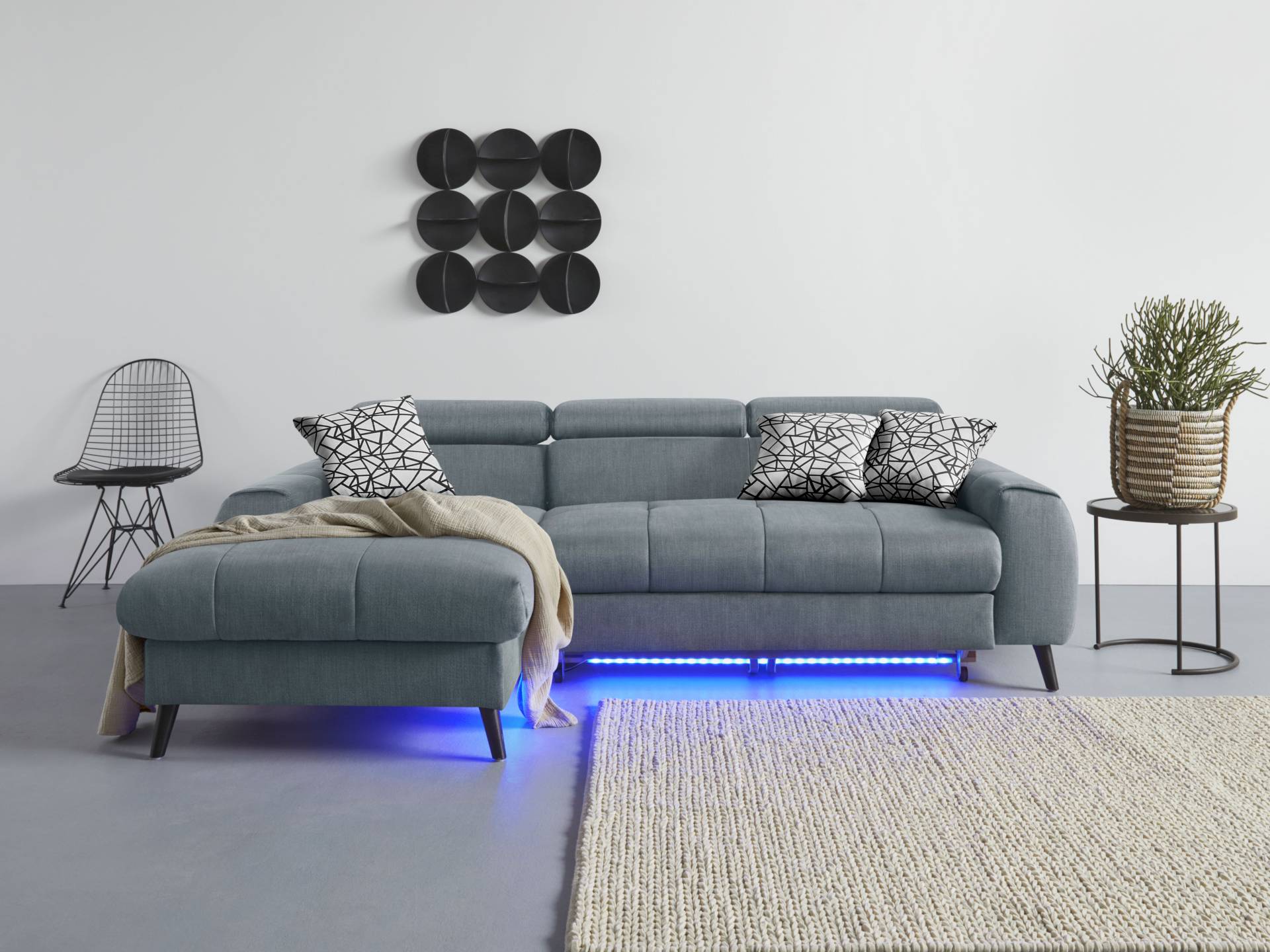 COTTA Ecksofa "Mia L-Form", 3-tlg.-Kissen-Set, Recamiere, wahlweise mit oder ohne RGB-Beleuchtung von Cotta