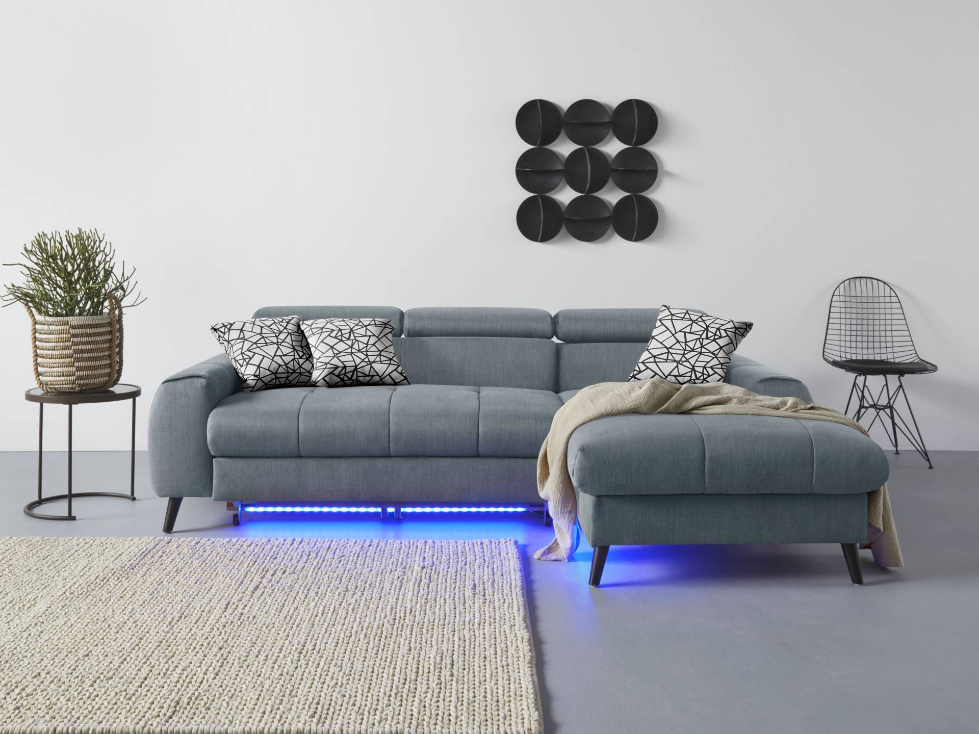 COTTA Ecksofa "Mia L-Form", 3-tlg.-Kissen-Set, Recamiere, wahlweise mit oder ohne RGB-Beleuchtung von Cotta