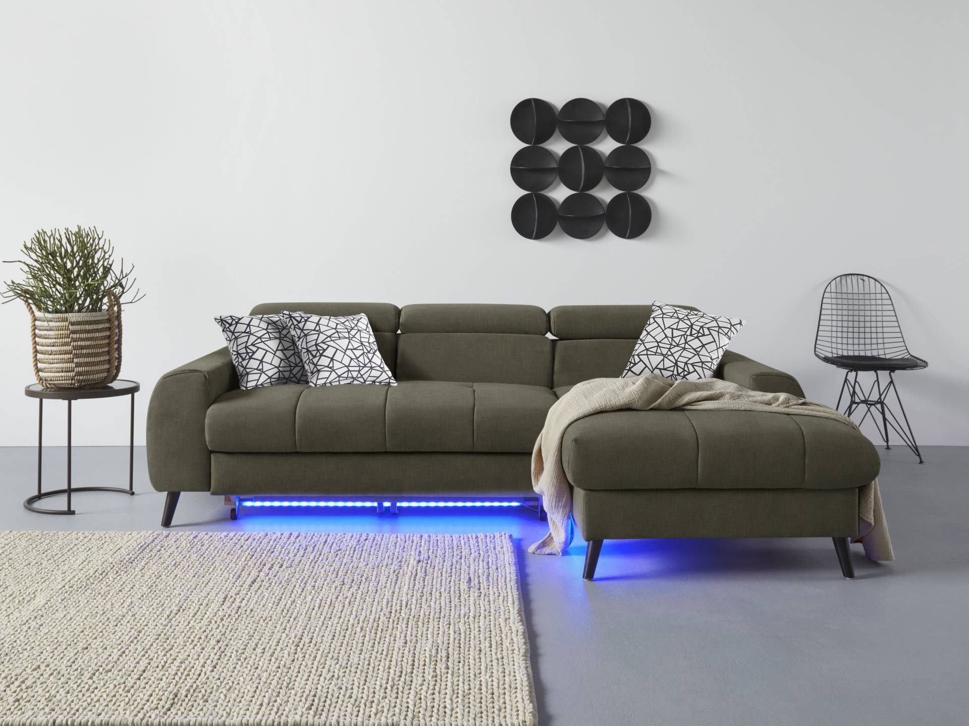 COTTA Ecksofa "Mia L-Form", 3-tlg.-Kissen-Set, Recamiere, wahlweise mit oder ohne RGB-Beleuchtung von Cotta