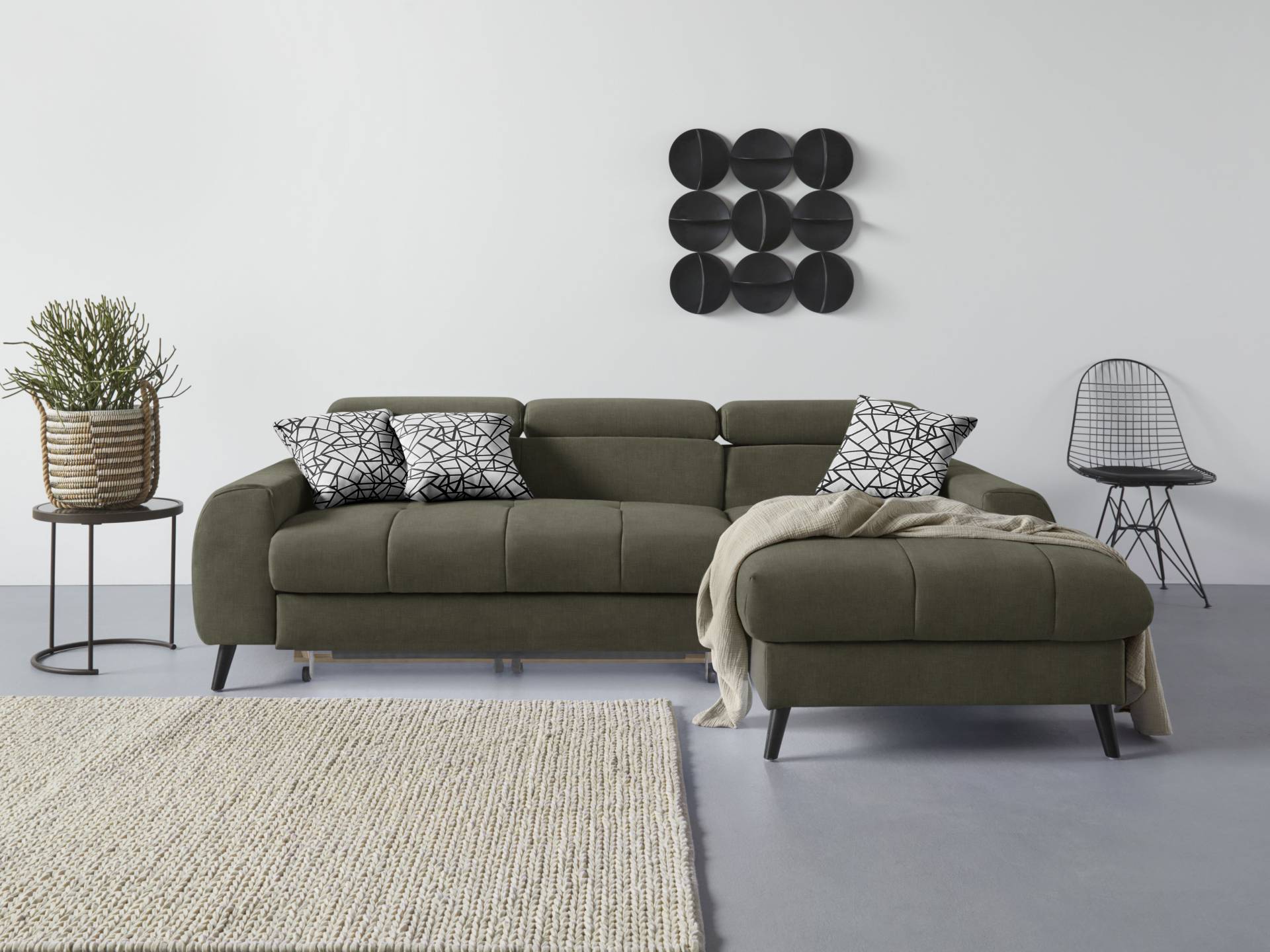 COTTA Ecksofa "Mia L-Form", 3-tlg.-Kissen-Set, Recamiere, wahlweise mit oder ohne RGB-Beleuchtung von Cotta