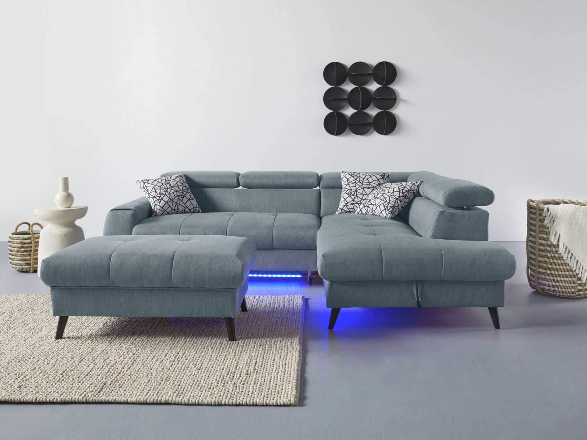 COTTA Ecksofa "Mia L-Form", 3-tlg.-Kissen-Set, Ottomane, wahlweise mit oder ohne RGB-Beleuchtung von Cotta