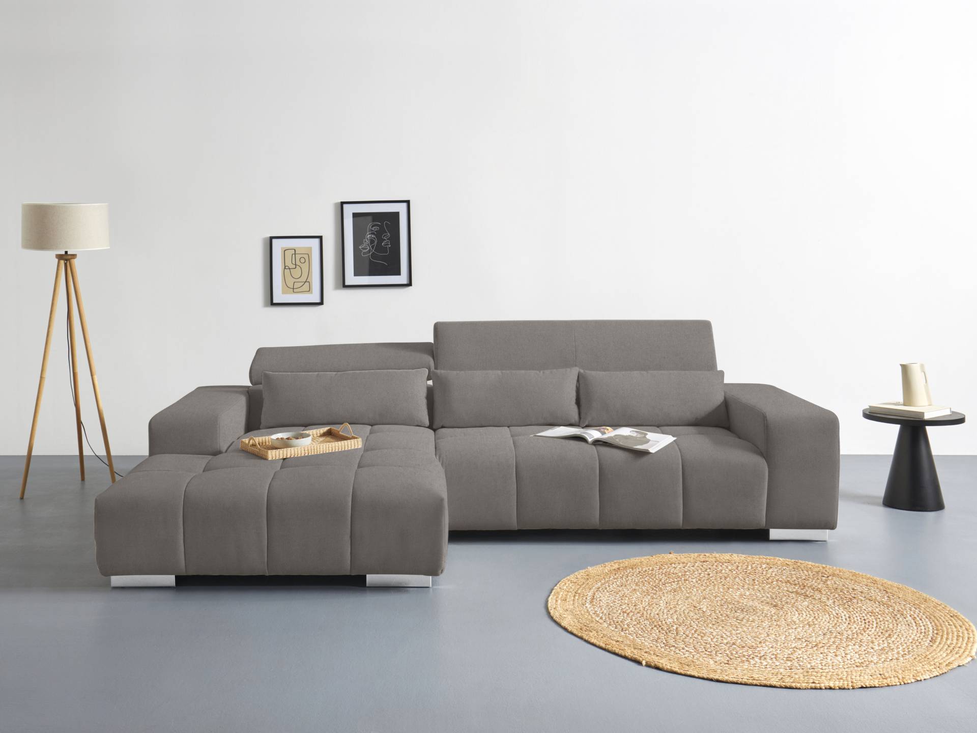 COTTA Ecksofa "Orion L-Form", mit Recamiere, inkl. verstellbaren Kopfstützen und 3 Kissen von Cotta