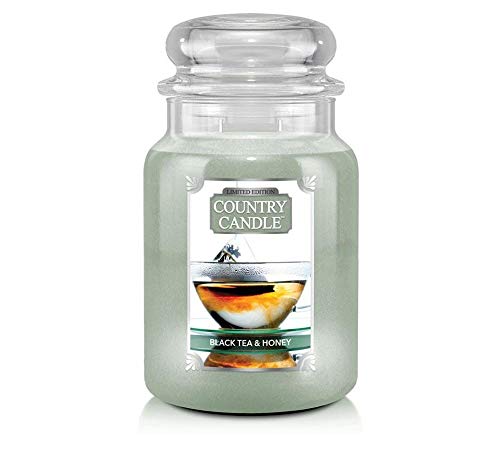 Country Candle Limited Edition - Black Tea & Honey - Duftkerze Large (24 oz) - 680 g - Brenndauer bis zu 150 Stunden von Country Candle
