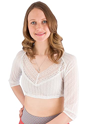 Country Line Dirndlbluse Stretch 21204 3/4 Arm Creme Größe 44 von Country Line