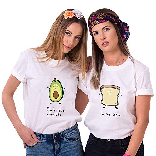 Best Friends Damen T-Shirt BFF Beste Freunde Avocado und Toast (Weiß, Avocado M) von Couples Shop