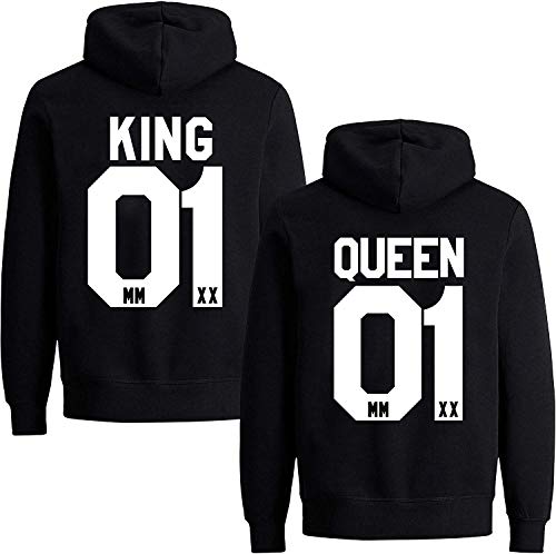 Couples Shop King Queen Hoodie Pullover - 1 Stück King Herren Schwarz 3XL von Couples Shop