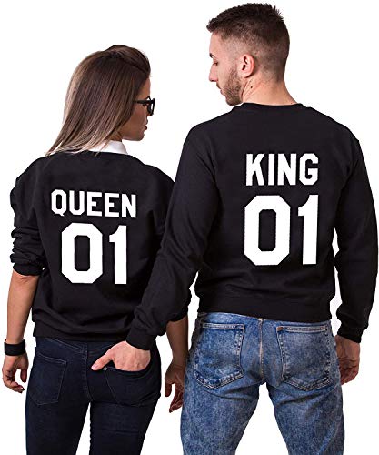Couples Shop King Queen Pullover Pärchen Hoodie Set (King Herren Pullover Schwarz XXL) von Couples Shop
