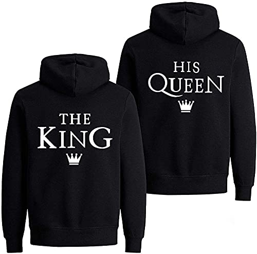 Couple Partner King Queen Pullover Set Pärchen Hoodie - 1 Stück Herren Pullover Schwarz 3XL von Couples Shop