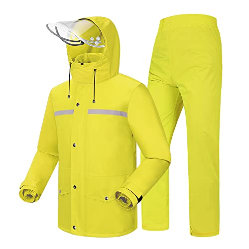 Coutyuyi Herren & Damen Regenanzug Reflektierender 100% Wasserdichter Anzug Outdoor Regenmantel Winddicht Regenjacke （S, Gelb） von Coutyuyi