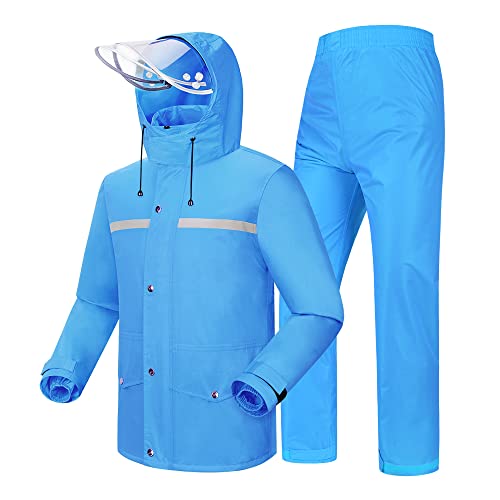 Coutyuyi Herren & Damen Regenanzug Reflektierender 100% Wasserdichter Anzug Outdoor Regenmantel Winddicht Regenjacke （L, Blau） von Coutyuyi