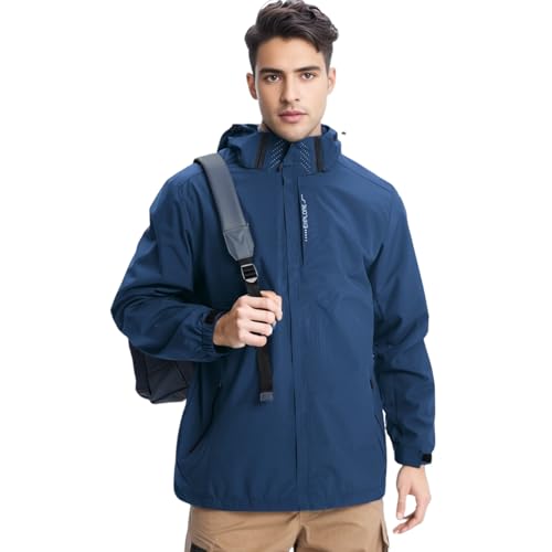 Covisoty Herren Wasserdichte Regenjacke Leichte Winddichter Regenmantel, Windbreaker Outdoor für Wandern Reisen von Covisoty