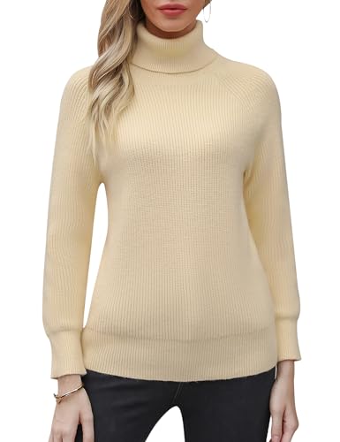 Cowasto Pullover Damen Elegant Rollkragenpullover - Warm Strickpullover Rollkragen Pullover Stricken Pulli Grobstrickpullover Langarm Oberteile von Cowasto