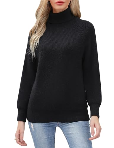 Cowasto Pullover Damen Elegant Rollkragenpullover - Warm Strickpullover Rollkragen Pullover Stricken Pulli Grobstrickpullover Langarm Oberteile von Cowasto