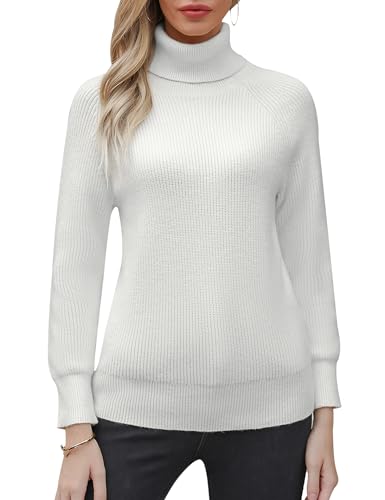 Cowasto Rollkragenpullover Damen Strickpullover - Langarm Pullover Lässiges Stricken Winter Pulli Oberteile von Cowasto