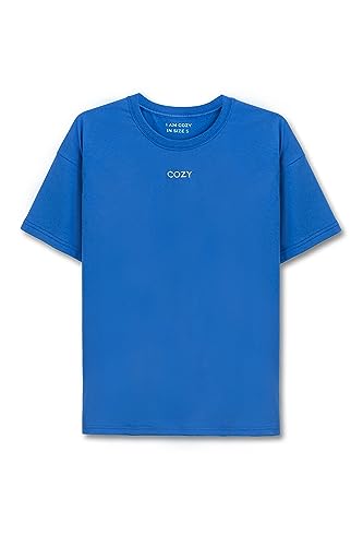 Cozy Panda Basic Oversized T-Shirt mit Drop-Shoulder in Cobalt Größe M aus 100% Baumwolle - Kurzarm Shirt in Medium für Männer und Frauen - Soft Gymshirt Lounge Gr. 38 von Cozy Panda