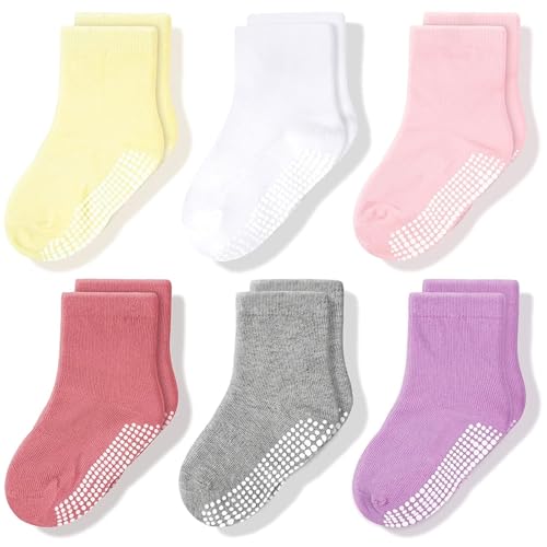 CozyWay Baby Anti-Rutsch-Crew-Socken mit Griffen für Kleinkinder kleine Jungen Mädchen Kleinkinder Kinder nicht rutschen, Mädchen Unifarben 6 Paar, 6-12 Monate CozyWay Baby Anti-Rutsch-Crew-Socken mit Griffen für Kleinkinder kleine Jungen Mädchen Kleinkinder Kinder nicht rutschen, Mädchen Unifarben 6 Paar, 6-12 Monate von CozyWay