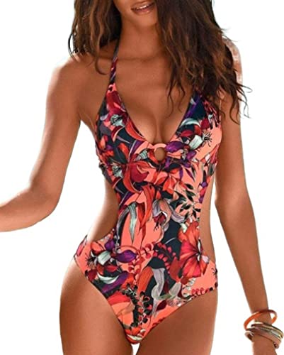 Cozyan Einteiliger Badeanzug v Ausschnitt Damen Badeanzug bauchweg Push up Bademode Swimsuit Damen Badeanzug Sport Bademode Damen Bauchweg Einteiliger Badeanzug Sexy von Cozyan