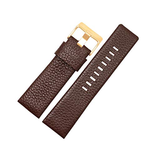 30mm Uhrenarmband Männer Uhrenarmband Armband aus echtem Leder Armband 22-30mm Litschi-Korn für Diesel-Uhrenarmband Weiche Uhr Gürtel Brown Goldschnalle,26mm von Cplly