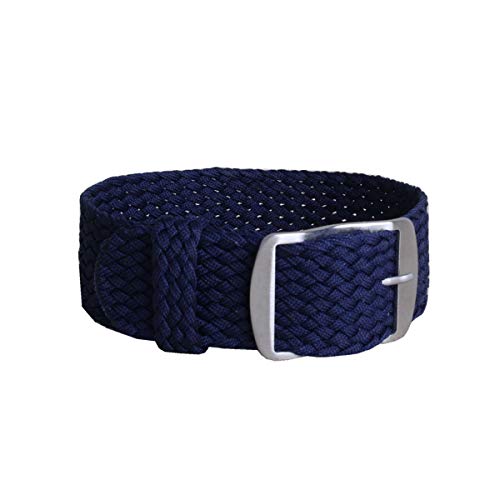 Solid Color Perlon Woven Nylon-Uhrenarmband 16mm 18mm 20mm 22mm Armband Stoff gewebt Armband Band Schnalle Gürtel Schwarz Blau Uhrenarmband Dunkelblau,18mm von Cplly