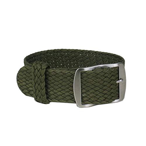 Solid Color Perlon Woven Nylon-Uhrenarmband 16mm 18mm 20mm 22mm Armband Stoff gewebt Armband Band Schnalle Gürtel Schwarz Blau Uhrenarmband Grün,18mm von Cplly