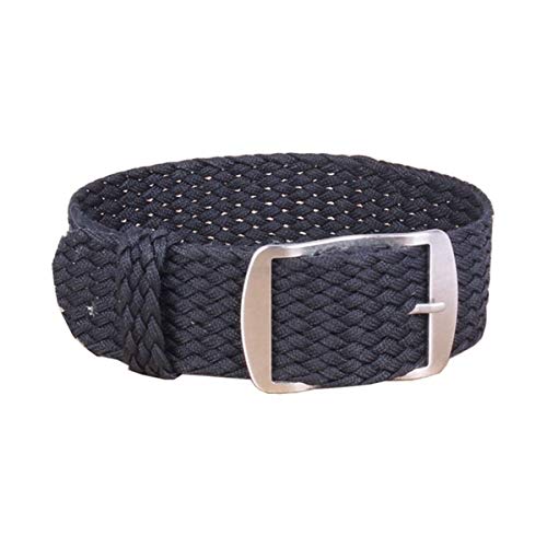 Solid Color Perlon Woven Nylon-Uhrenarmband 16mm 18mm 20mm 22mm Armband Stoff gewebt Armband Band Schnalle Gürtel Schwarz Blau Uhrenarmband Schwarz,18mm von Cplly