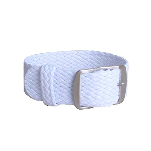 Solid Color Perlon Woven Nylon-Uhrenarmband 16mm 18mm 20mm 22mm Armband Stoff gewebt Armband Band Schnalle Gürtel Schwarz Blau Uhrenarmband Weiß,22mm von Cplly