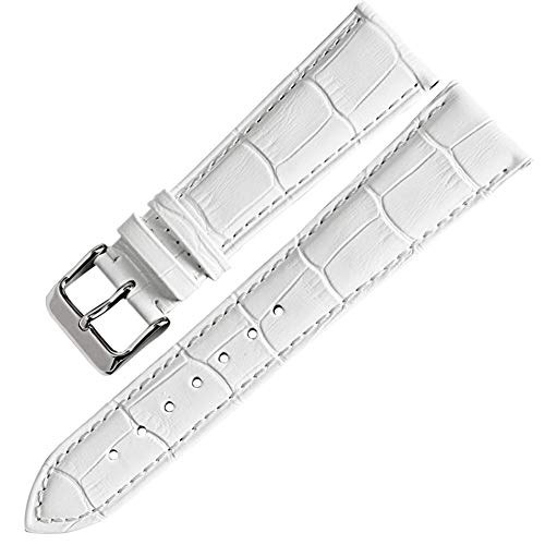 Uhren Zubehör 12mm-22mm Uhrenarmbänder Uhrenarmband Leder-Armband-Uhrenarmband-Weiß, 17mm von Cplly