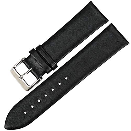 Uhren Zubehör Thin Uhrenarmbänder 16 18 19 20 22mm Uhrenarmband Leder-Uhrenarmband schwarz, 13mm von Cplly