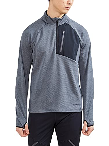 Craft CORE Trim Thermal Midlayer L | Thermoshirt Herren Langarm Grey | halber Reißverschluss | Thermostoff mit angerauter Innenseite | Brusttasche & Daumenlöcher | Thermo Unterhemd Herren von Craft