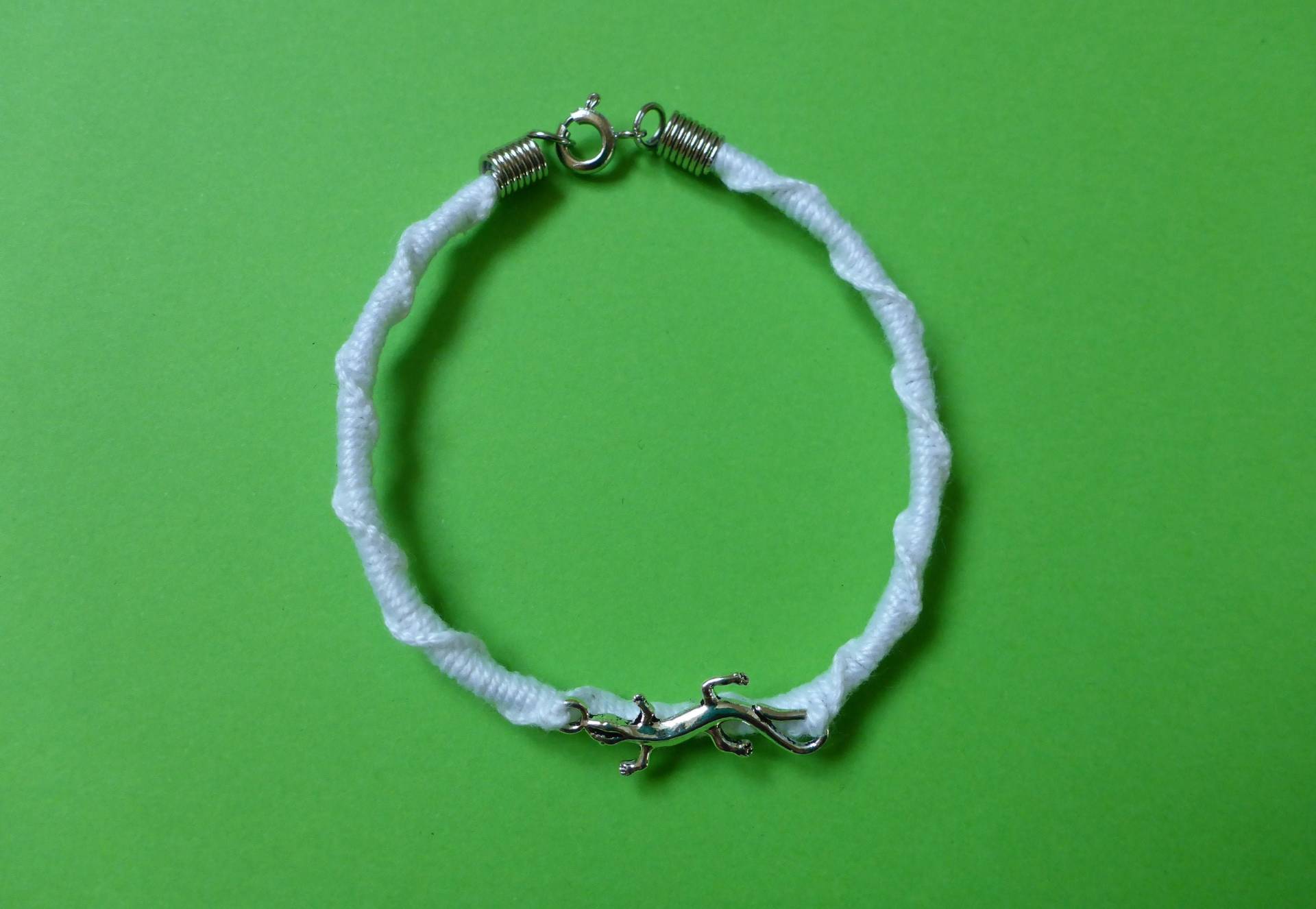 Echse Silber Geknüpftes Armband Oder Fußkettchen - Armbändchen/Fußkettchen von CraftVogel