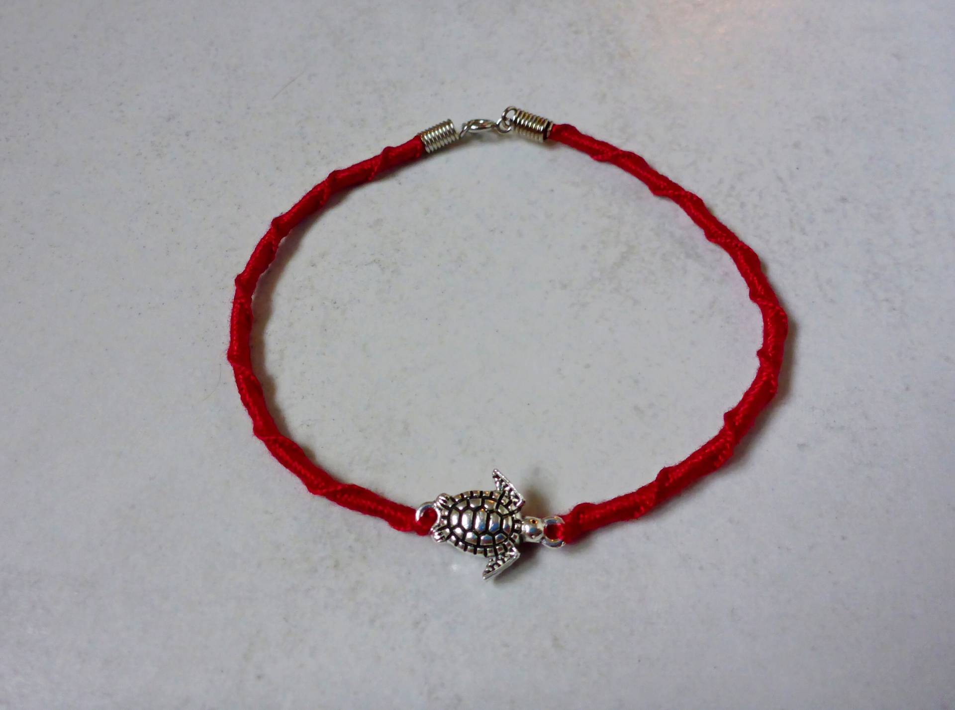 Meeresschildkröte Fußkettchen Oder Armband, Geknüpft, Silber Schildkröte Charm - Silber Armbändchen Fusskettchen von CraftVogel